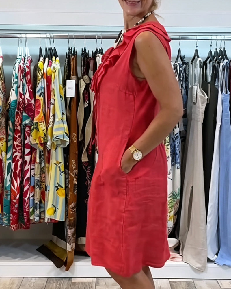 Ruffle Sleeveless Casual Dress