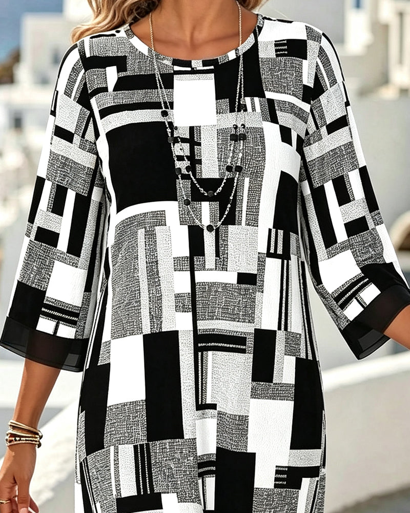 Geometric Print Casual Dress