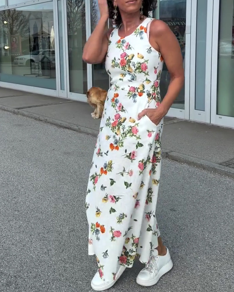 Sleeveless Printed Casual Dress