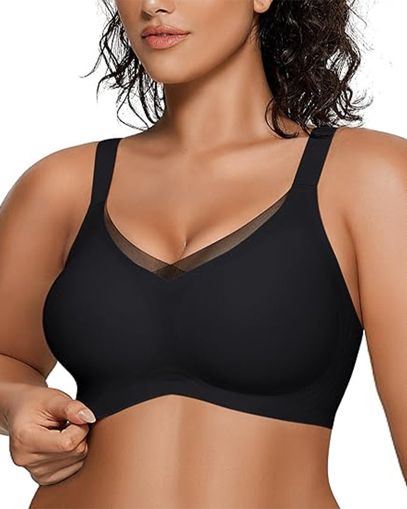 Womens Wireless Bras V Mesh Comfortable Bralette Supportive