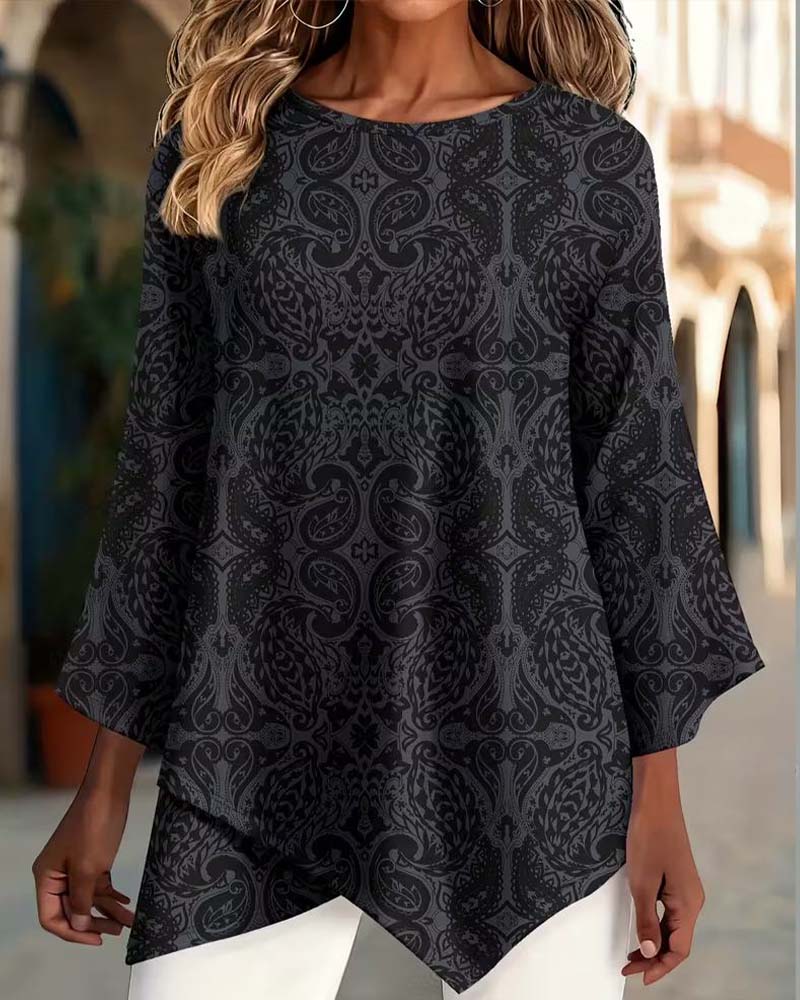 Cross Irregular Print Top