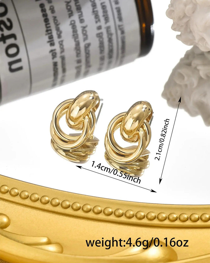 Vintage Textured Double-Layer Metal Wrap Earrings