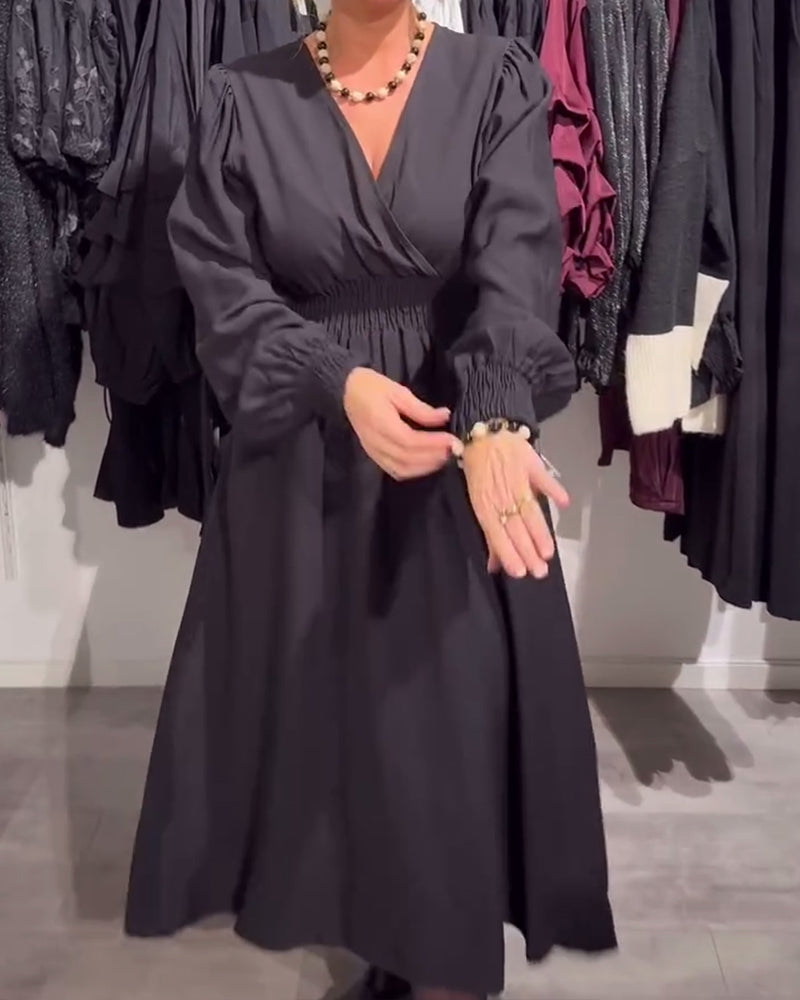 Puff Sleeve Waist-Cinching Dress