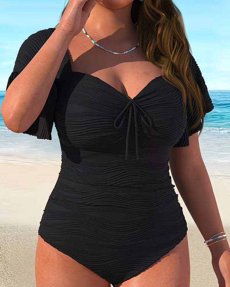 Ruffle Sleeve Drawstring One-Piece