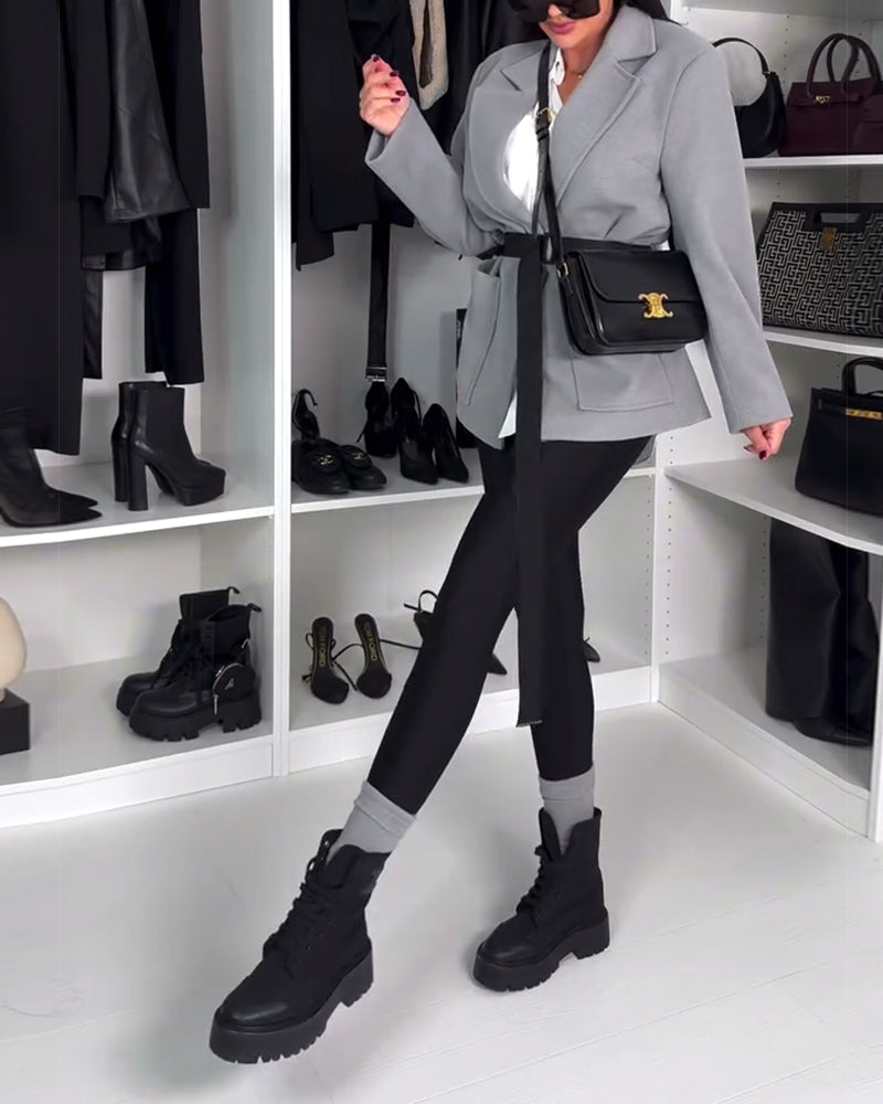 Solid Color Leggings With Ankle Straps