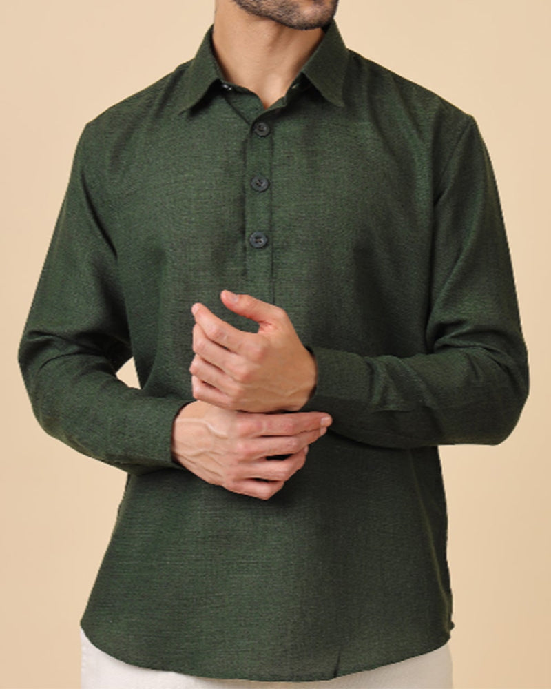 Men's Long Sleeve Solid Color Shirt