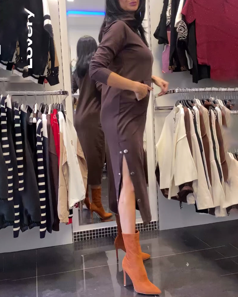 Side-Slit Hooded Dress