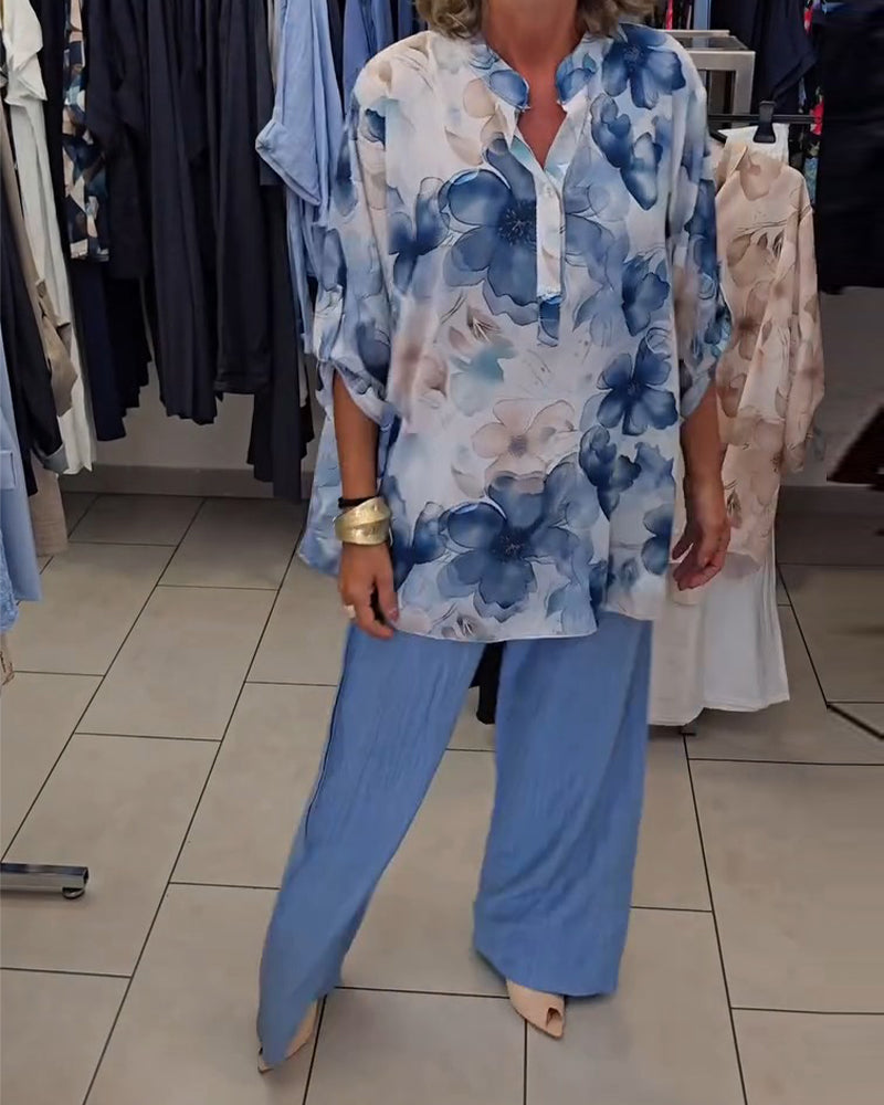 Watercolor Floral Casual Blouse