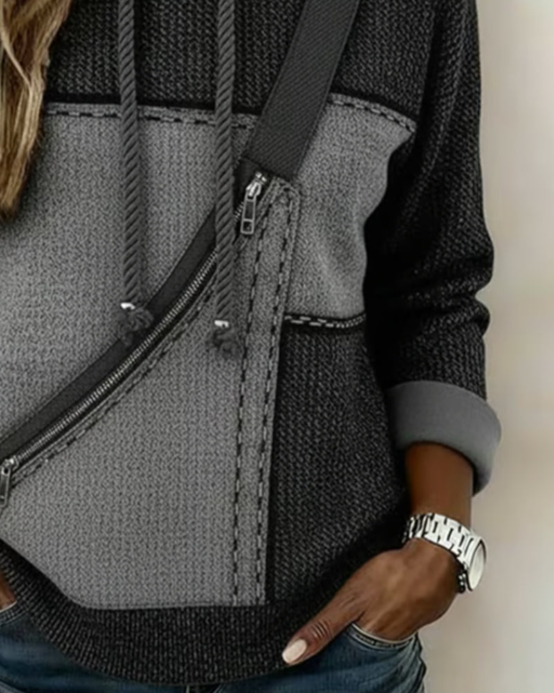 Stylish Color-Blocked Hoodie