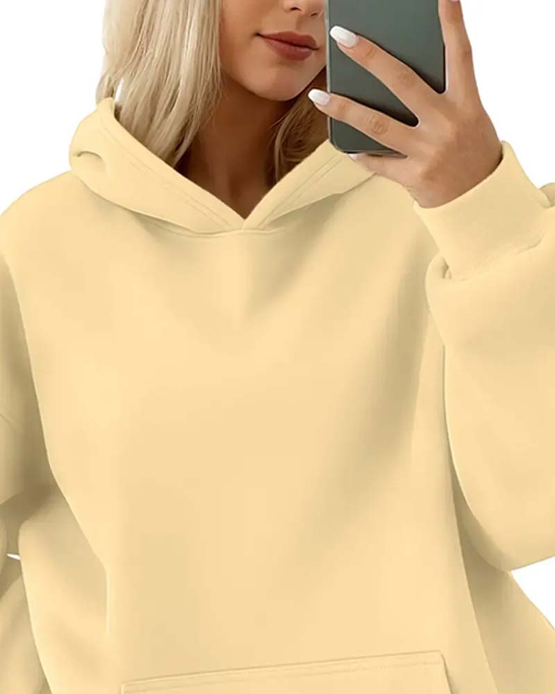 Solid Color Long Sleeve Casual Hoodie
