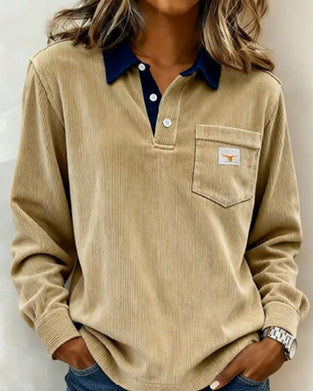 Button-Down Collar Fashion Sweatshirt