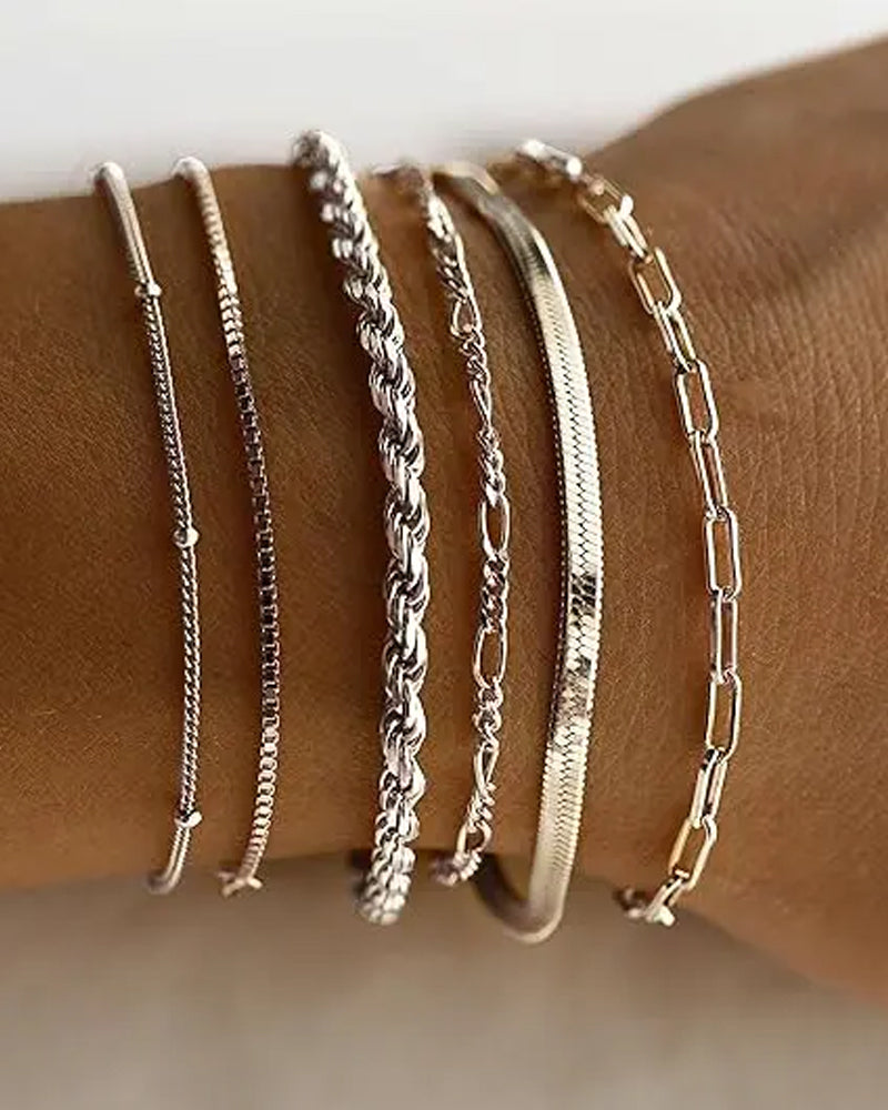 Fashion Slim Stackable Cuban Link Bracelet Set