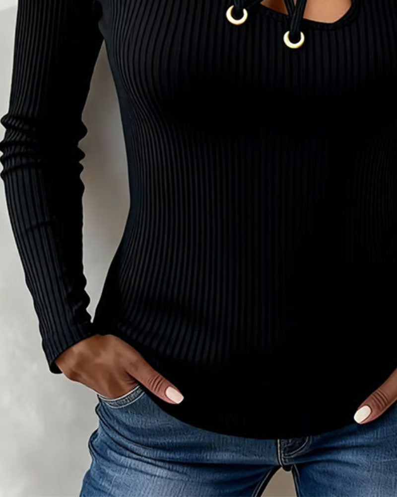 Tie Turtleneck Trendy Top