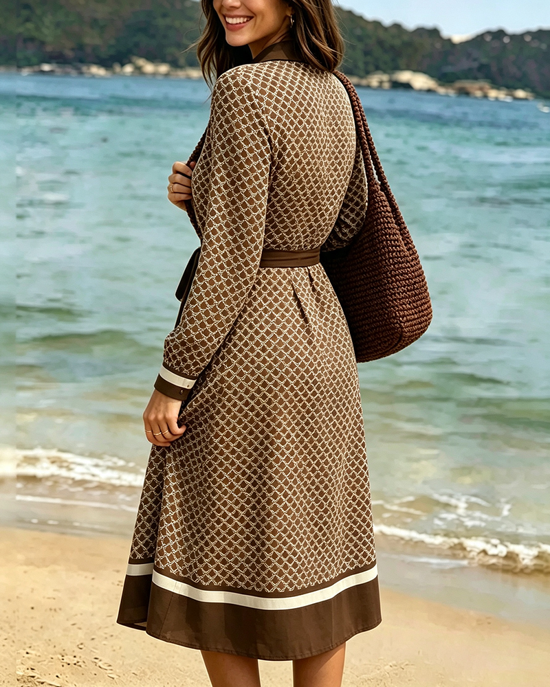 Argyle Shirt Tie Mid-Length Dress
