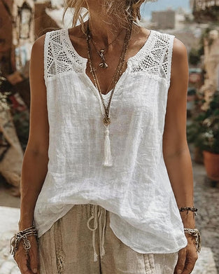 Lace Strap White Tank Top