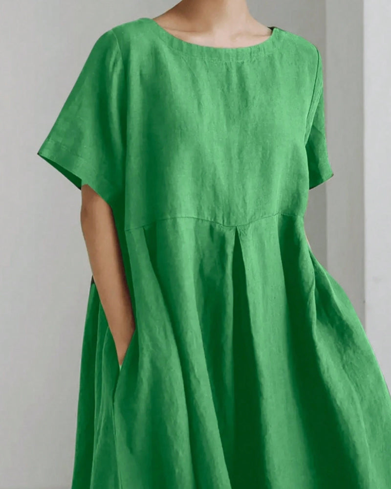 Crewneck Short Sleeve Casual Loose Fit Dress