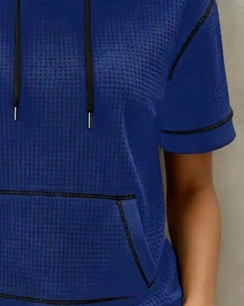 Casual Drawstring Pocket T-Shirt