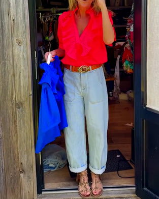 Casual Ruffle Comfort Short Blouse