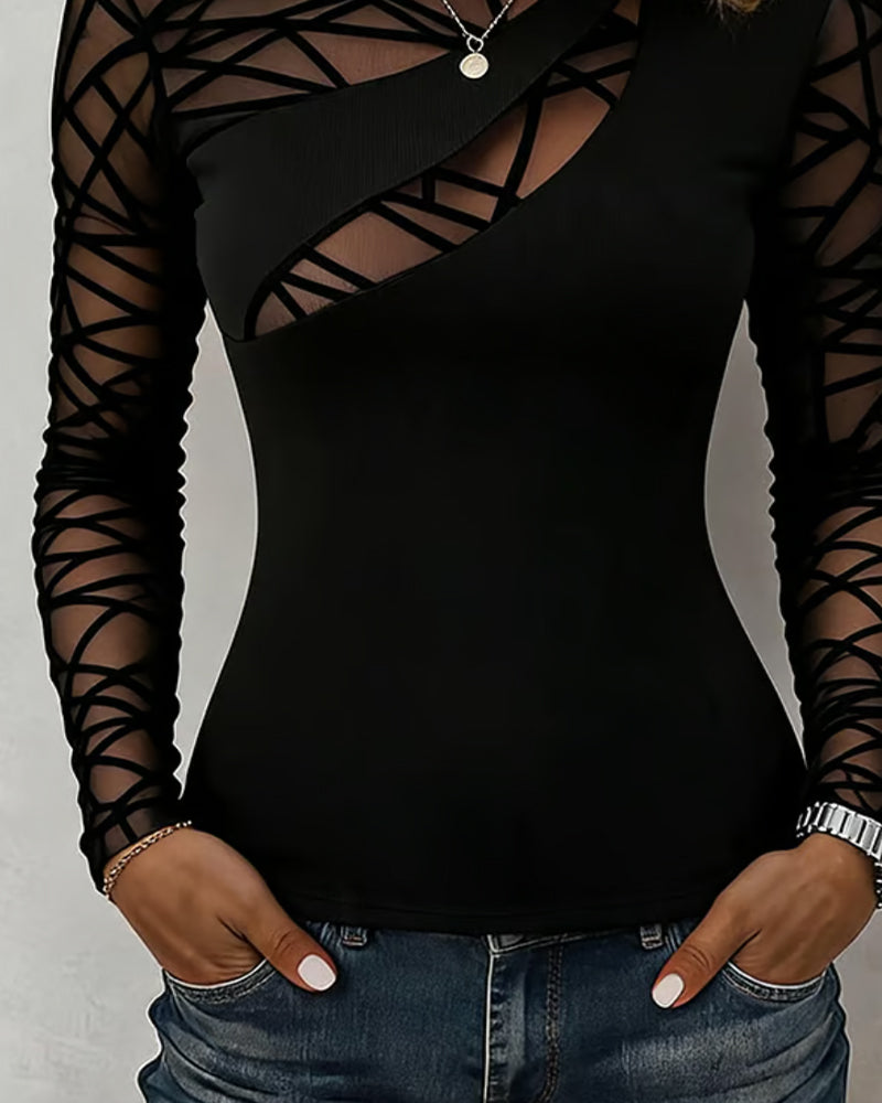 Crew Neck Cross Solid Top
