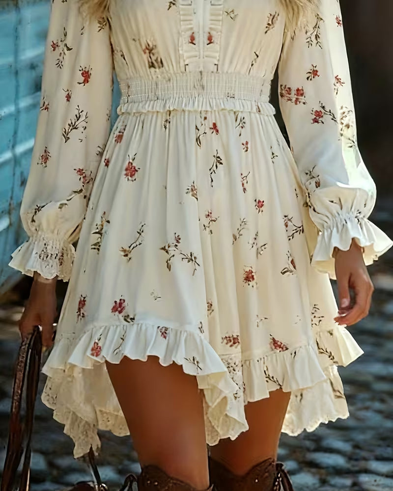 Elegant Long Sleeve Floral Dress