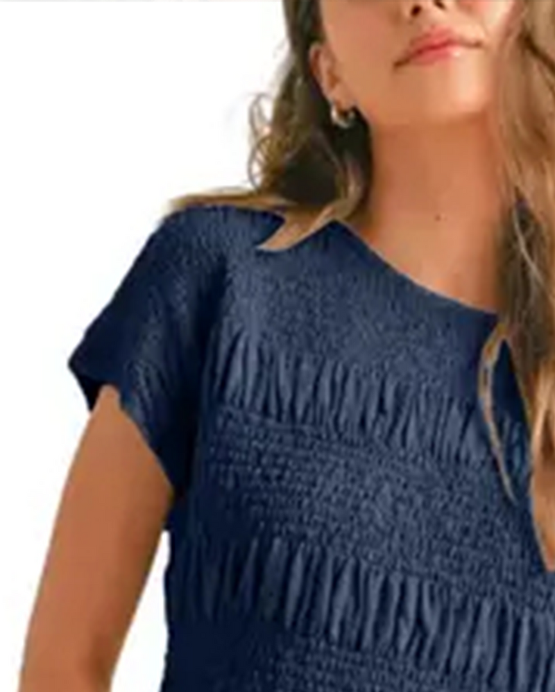 Solid-Color Short-Sleeve Set