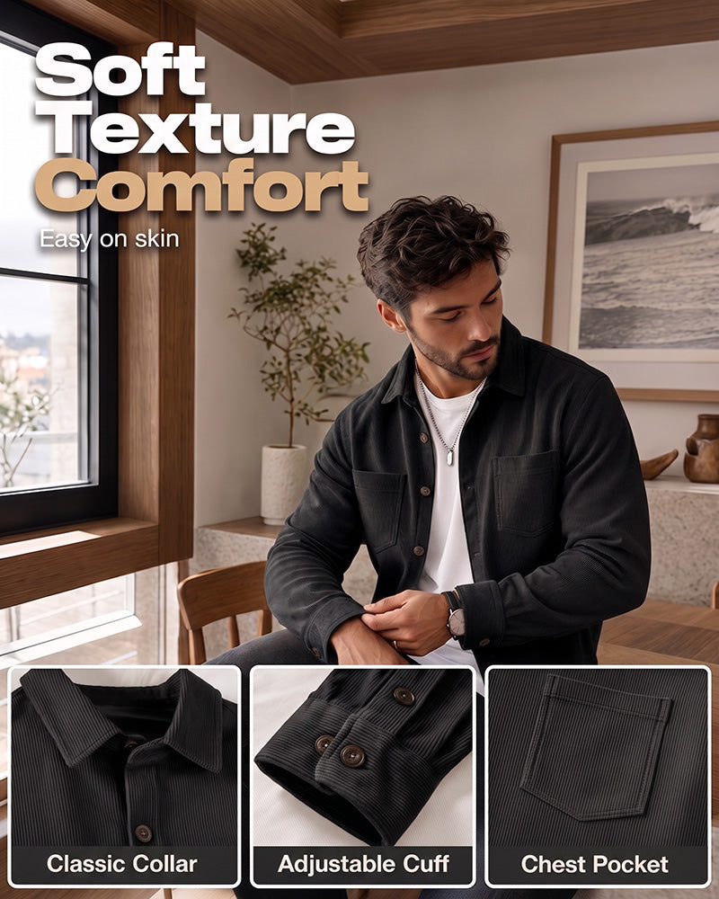 👔Men's Casual Corduroy Shirt Jacket – Classic Texture Meets Everyday Comfort