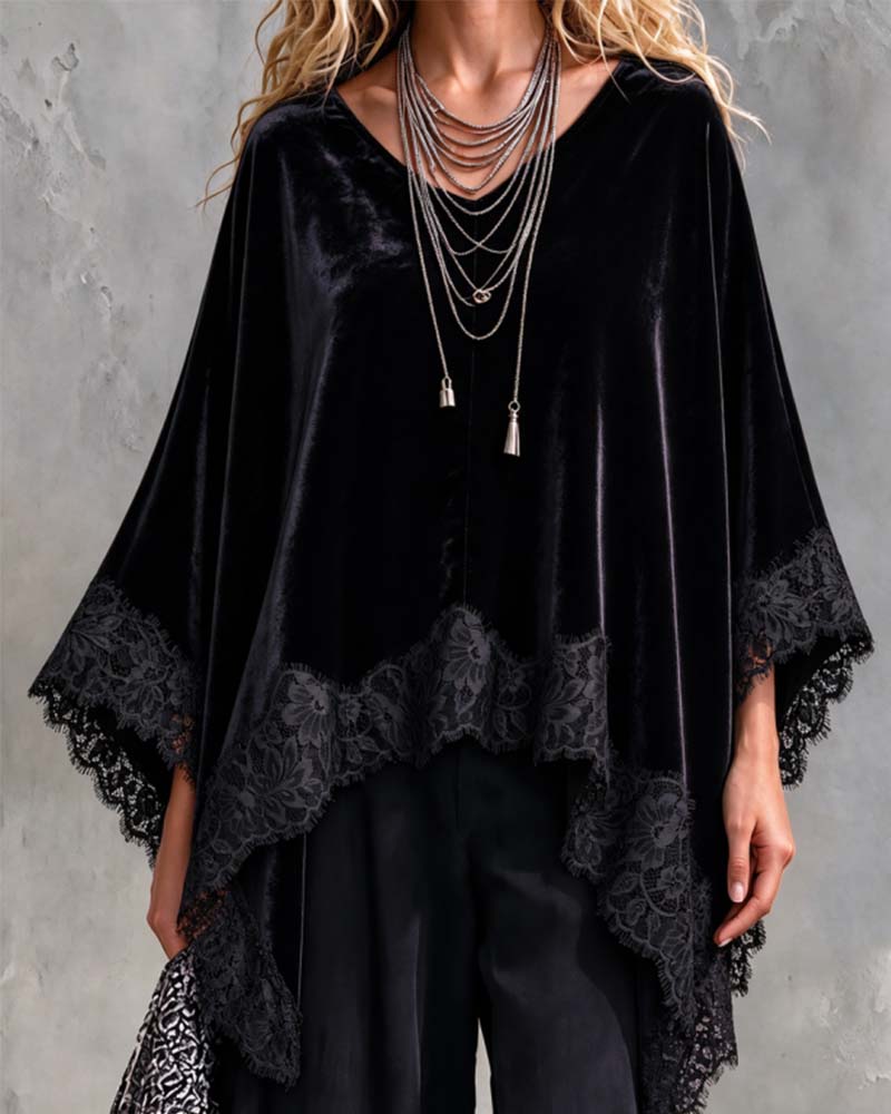 Bell Sleeve Lace Cape Top