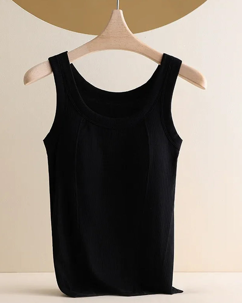Solid Color Built In Bar Cami Top