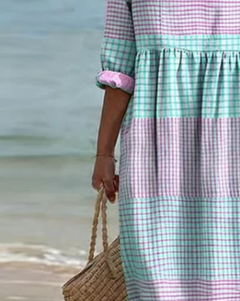 Striped Color Block Loose Dress