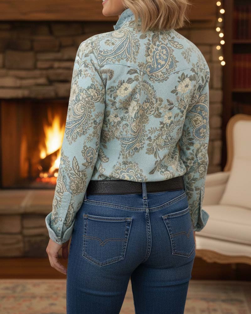 Stylish Ruffled Retro Print Shirt