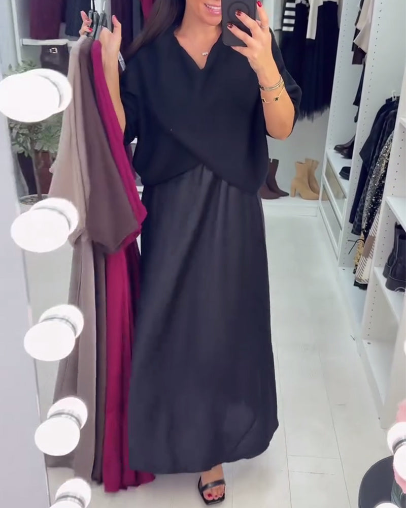 Loose V-Neck Sweater & Dress