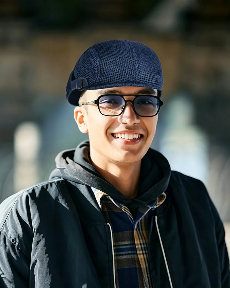 Men's Breathable Mesh Flat Cap - Adjustable Newsboy Ivy Beret Summer Hat