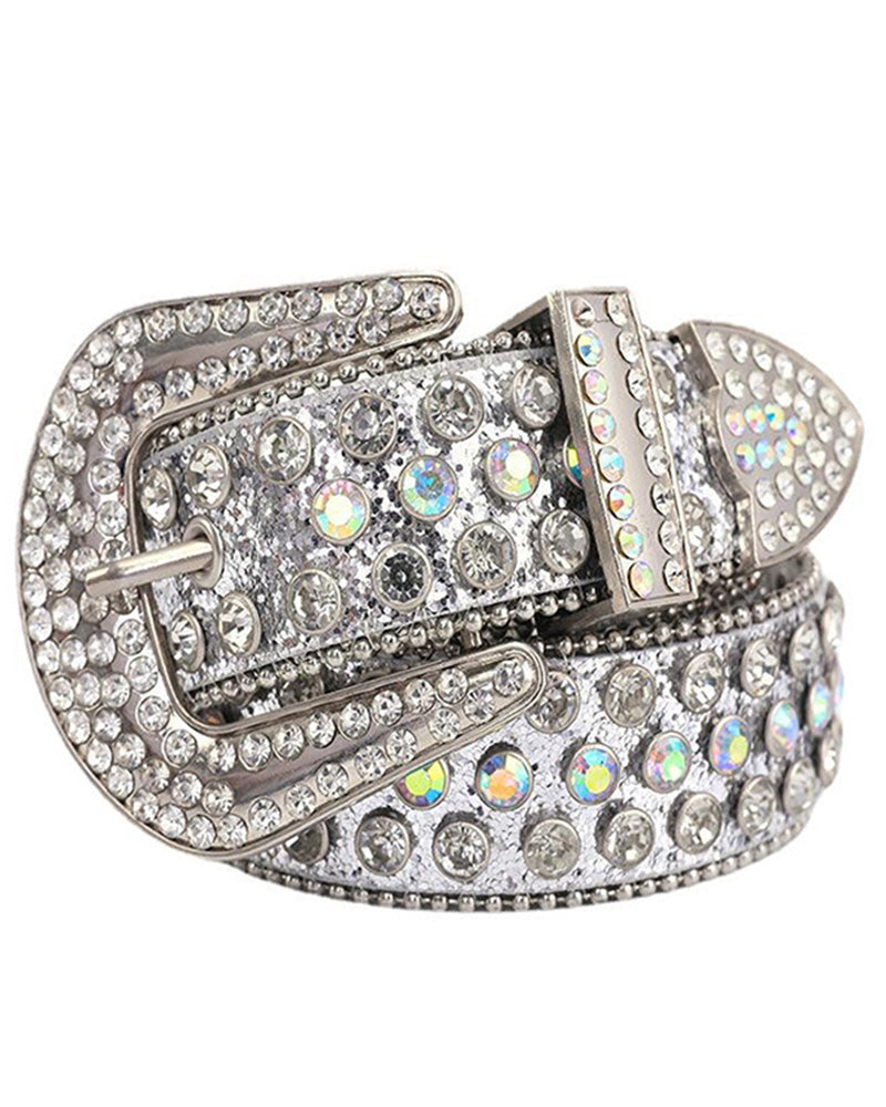 JASGOOD Women Men Rhinestones Belt,Bling Western Cowgirl Cowboy Studded Leather Belt Diamond Waist Belt for Jeans Pants
