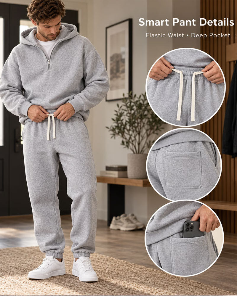 Half-Zip Hooded Sweatshirt Set