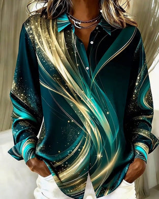 Casual Long-Sleeved Shimmering Pattern Shirt