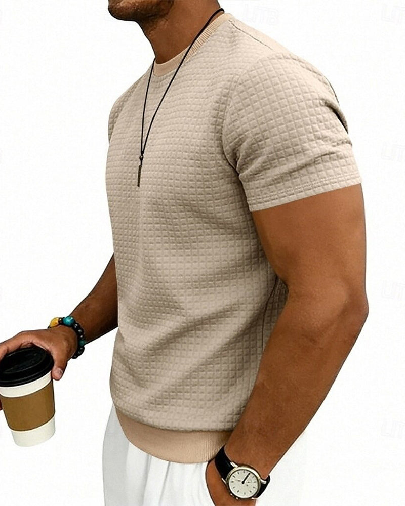 T-Shirt Ribbed Crewneck Short-Sleeve
