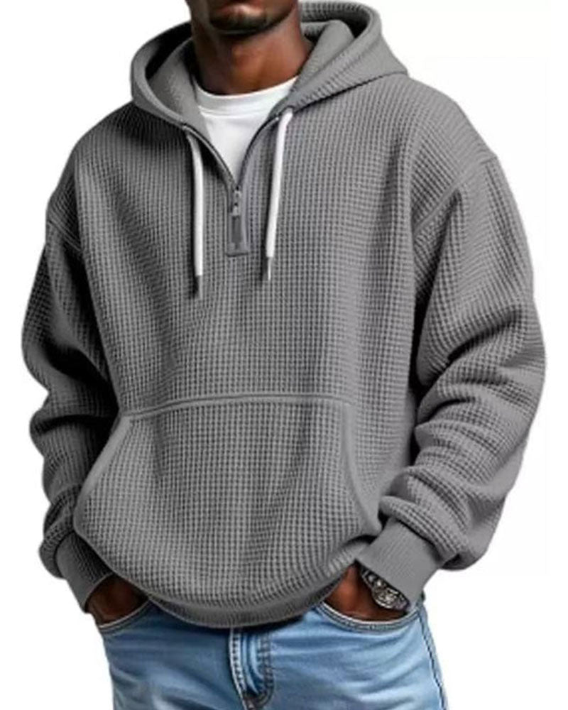 Men's Solid Zip Pullover Hoodie