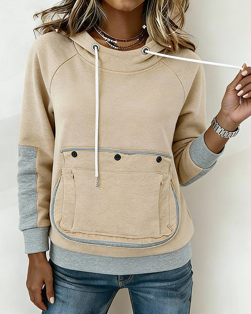 A Long-Sleeve Color-Block Hoodie