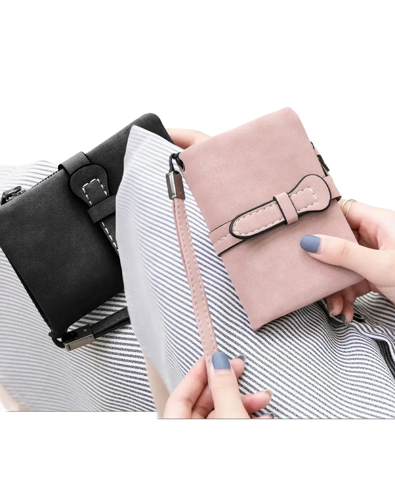 Women's Elegant Minimalist Short Wallet with Wristlet, Casual Versatile Zipper Card Holder Wallet, Trendy Wallet for Daily Use