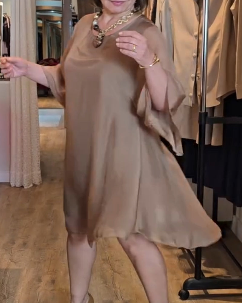 Round Neck Loose Flowing Midi Dress