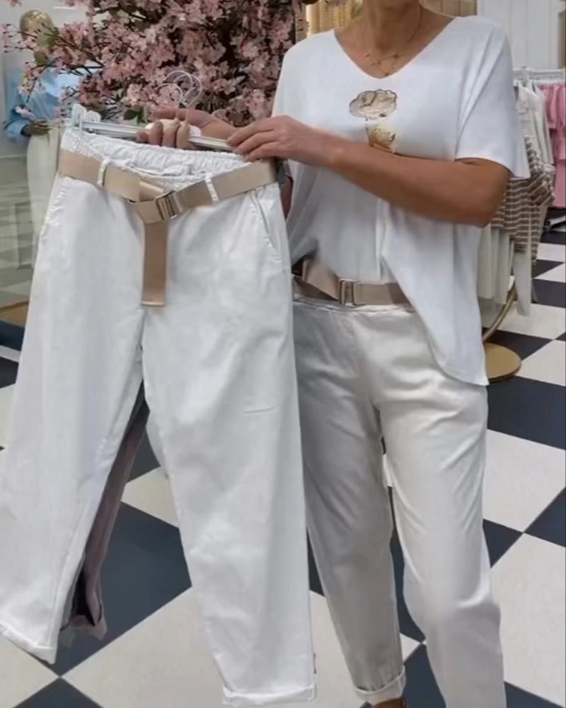 Solid-colored casual pants