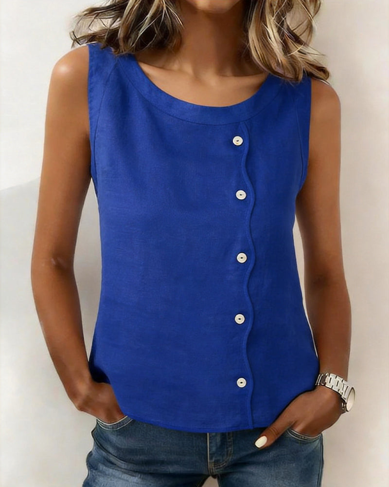 Sleeveless Side Button Tank Tops