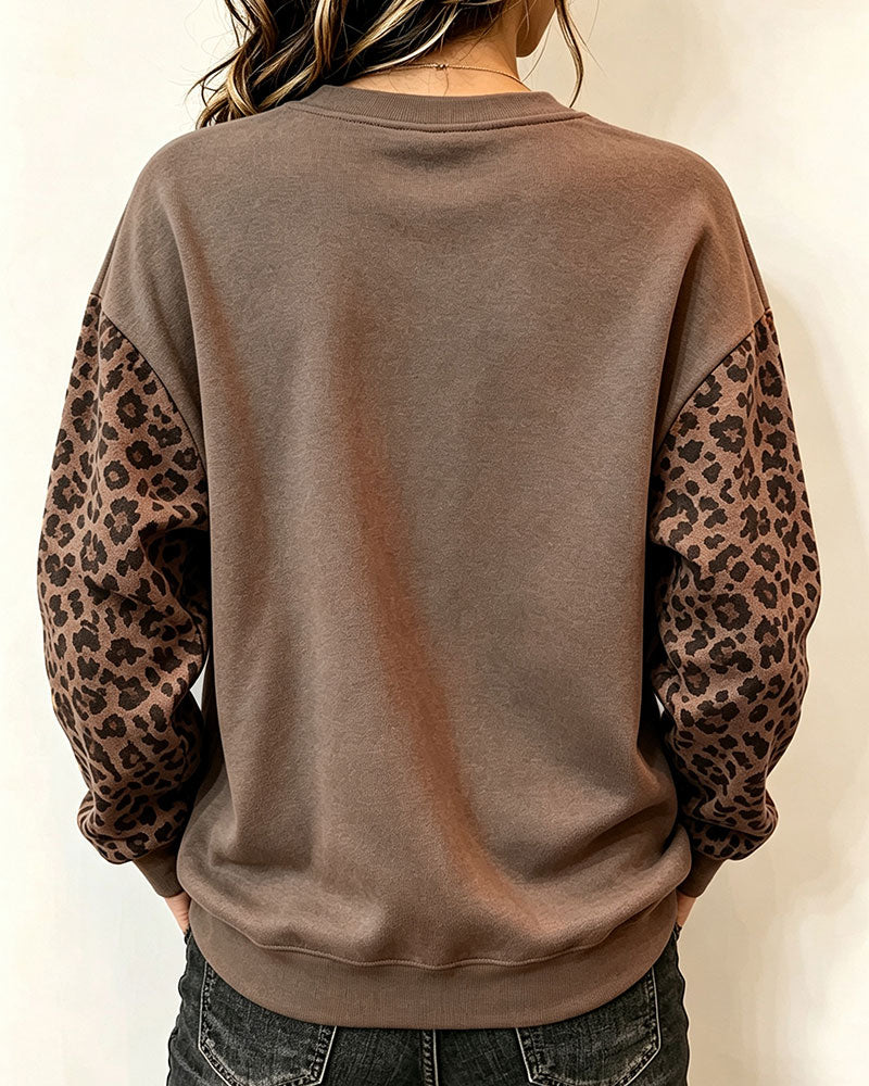 Crew Neck Leopard Print Sweatshirt