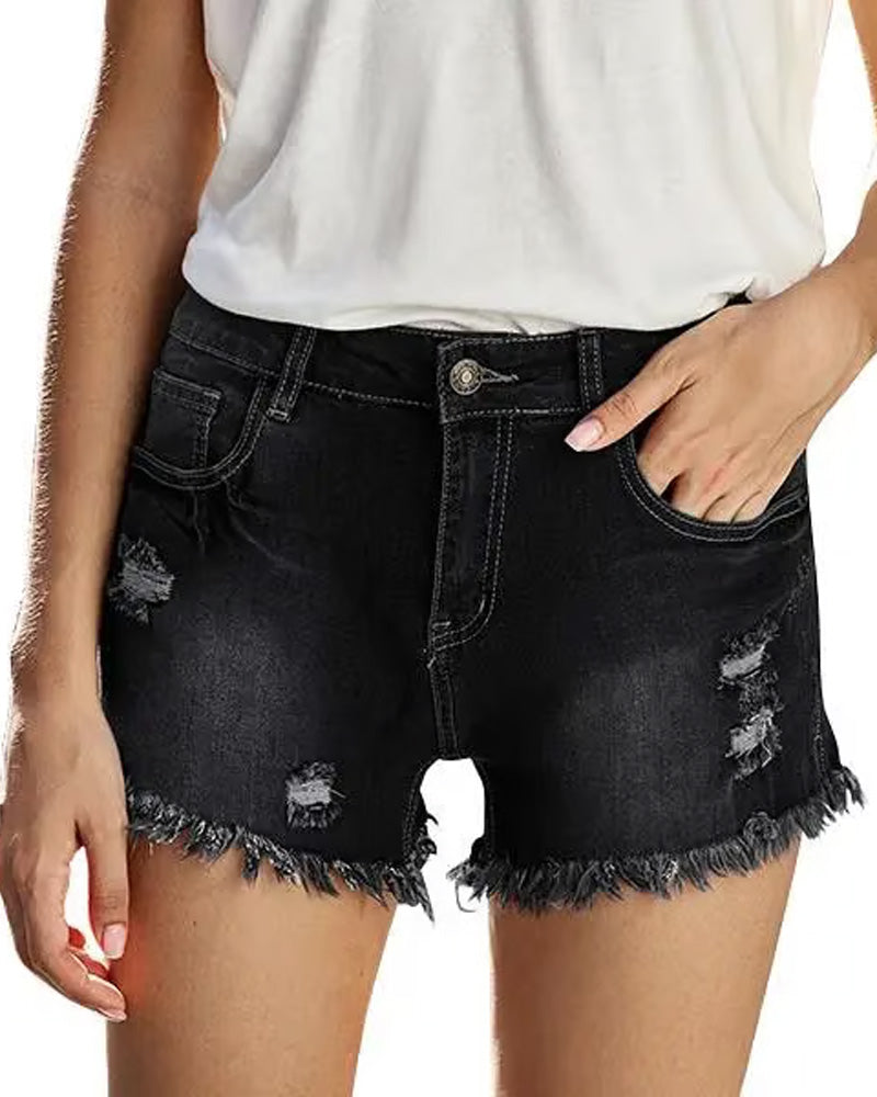 Raw Hem Denim Shorts
