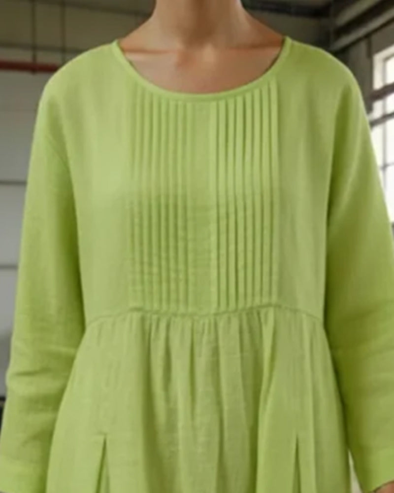 Smocked Crew Neck Dress