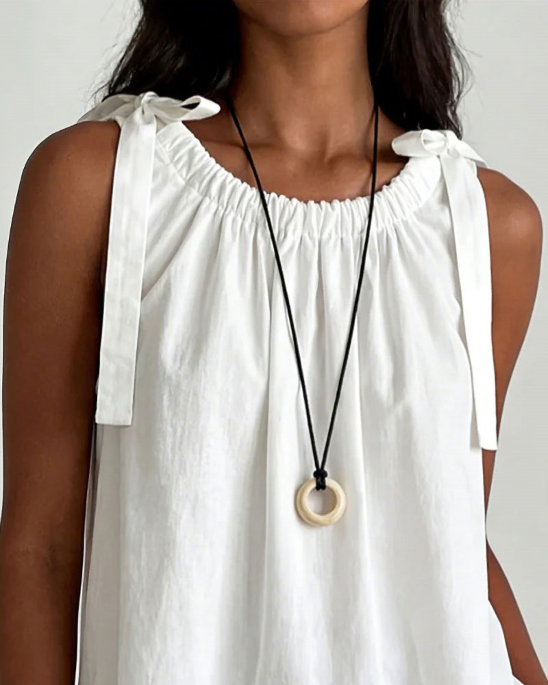 Tie-Up Shirred Tank Top