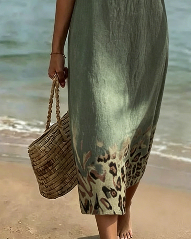 Sleeveless Leopard Print Casual Dress