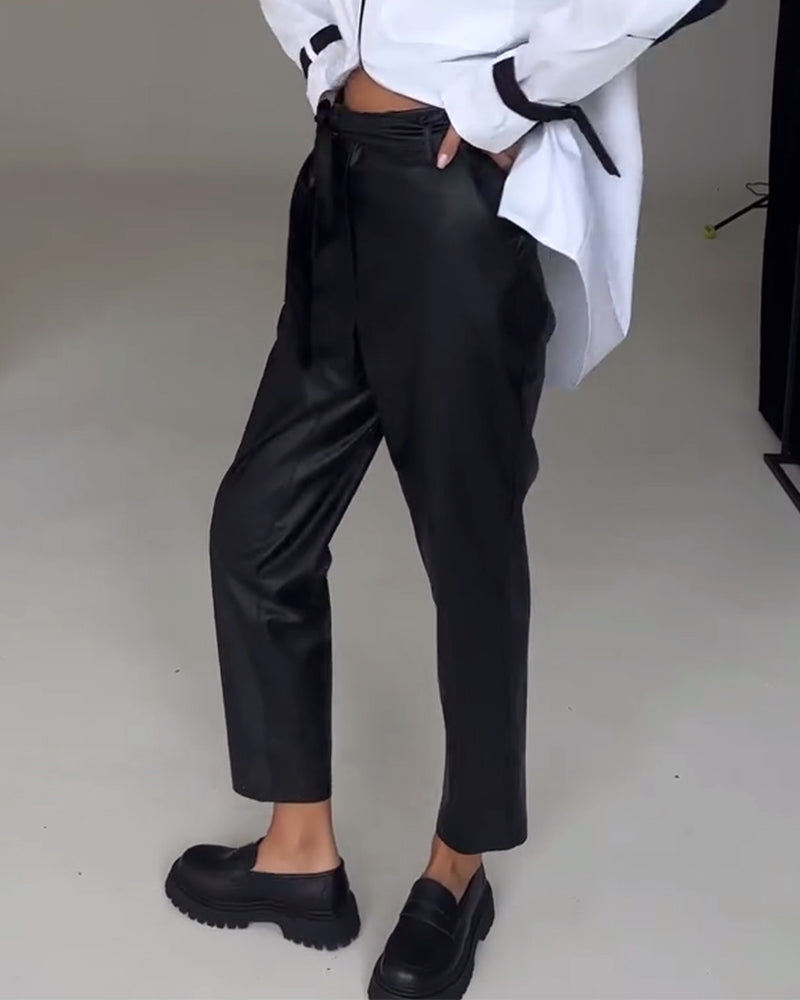 Slim fit leather pants