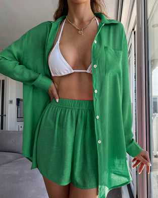 Casual Vacation Shirt And Shorts Set