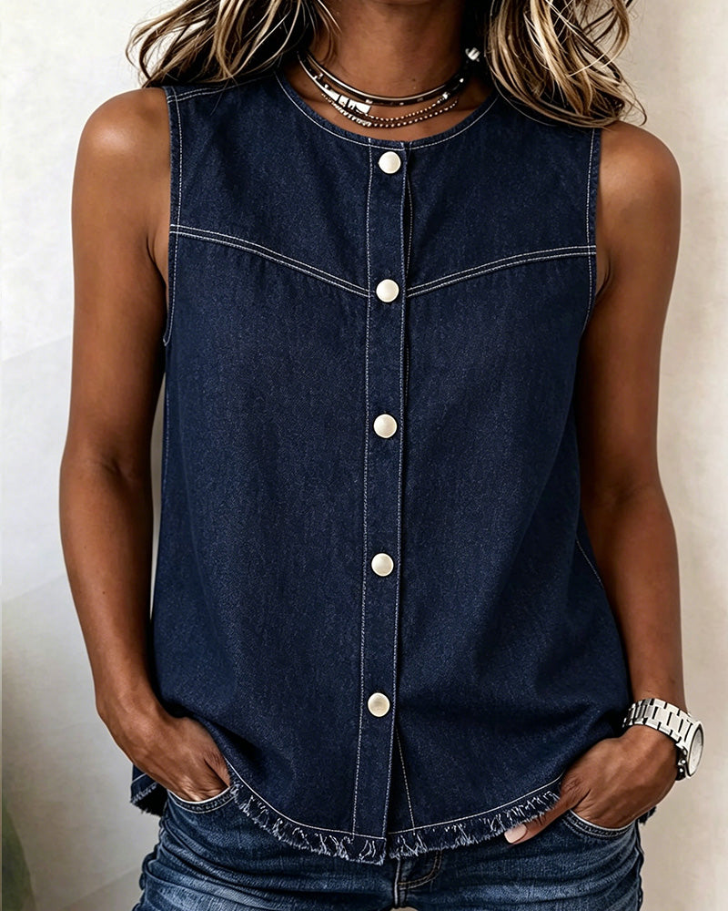 Round Neck Sleeveless Tank Top